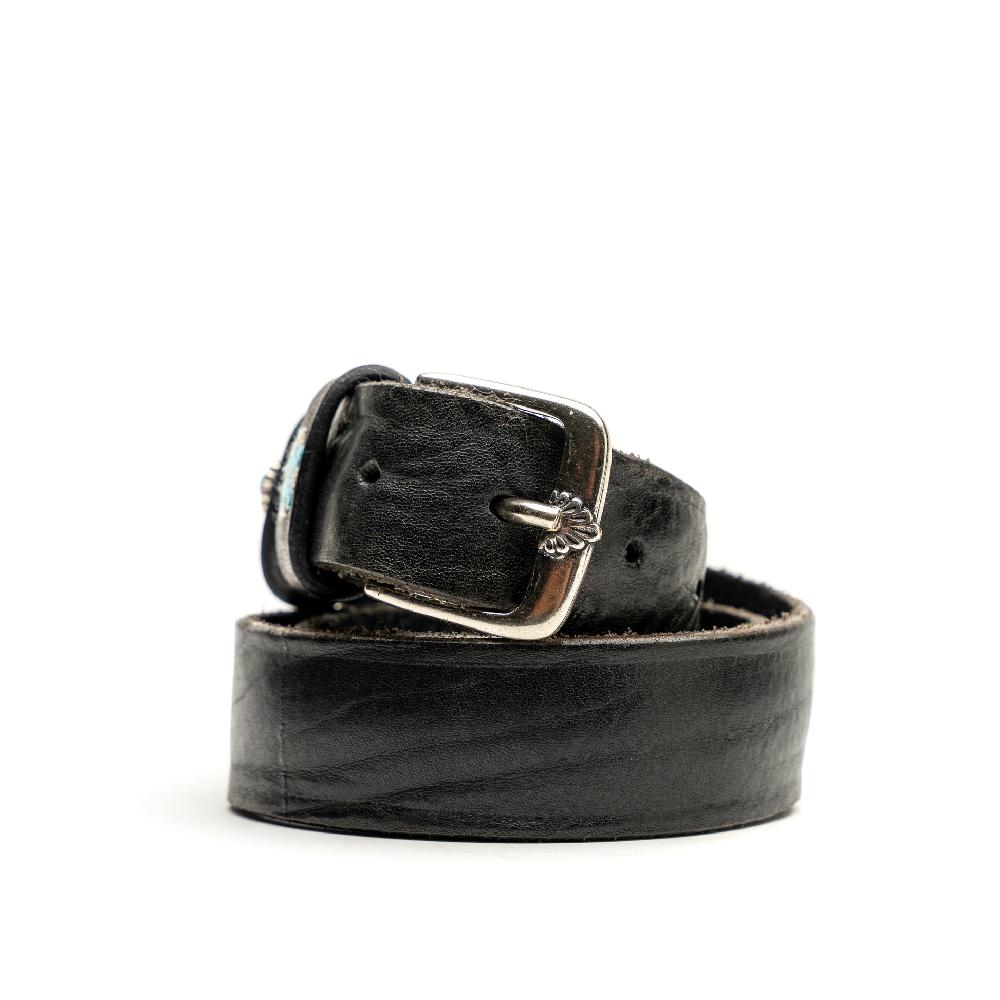 D'AMICO Cintura Cuoio Vintage Nero Passanti Decorati Affare Del Giorno
