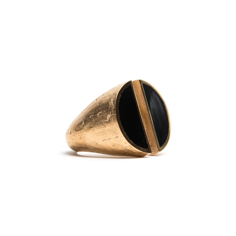 D'AMICO Anello Taglio Bronzo con Lacca Nera Fornitura limitata