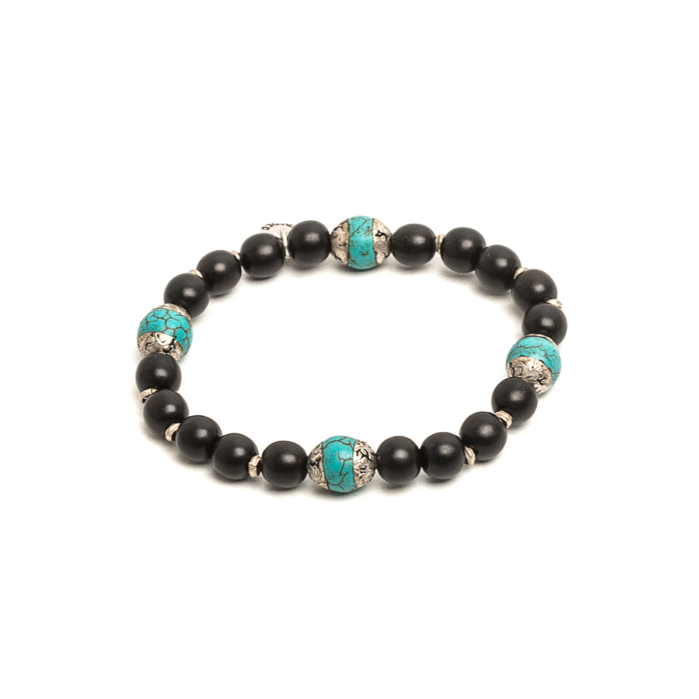 D'AMICO Bracciale Ameya + Elastico Legno Nero + Turchese In Saldo