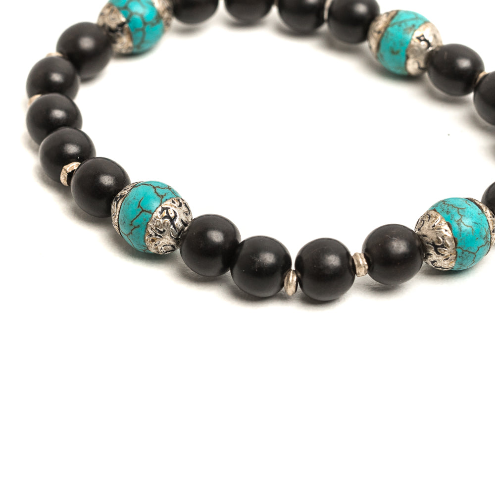 D'AMICO Bracciale Ameya + Elastico Legno Nero + Turchese In Saldo