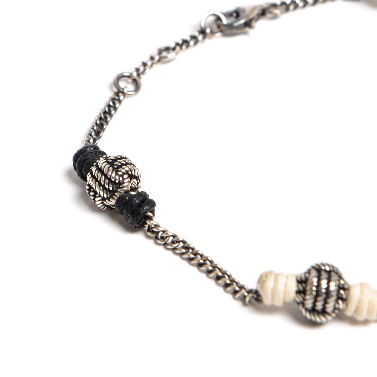 D'AMICO Bracciale Catenina + Palline Nodo Argento + Filo Cerato Spedizione Gratuita
