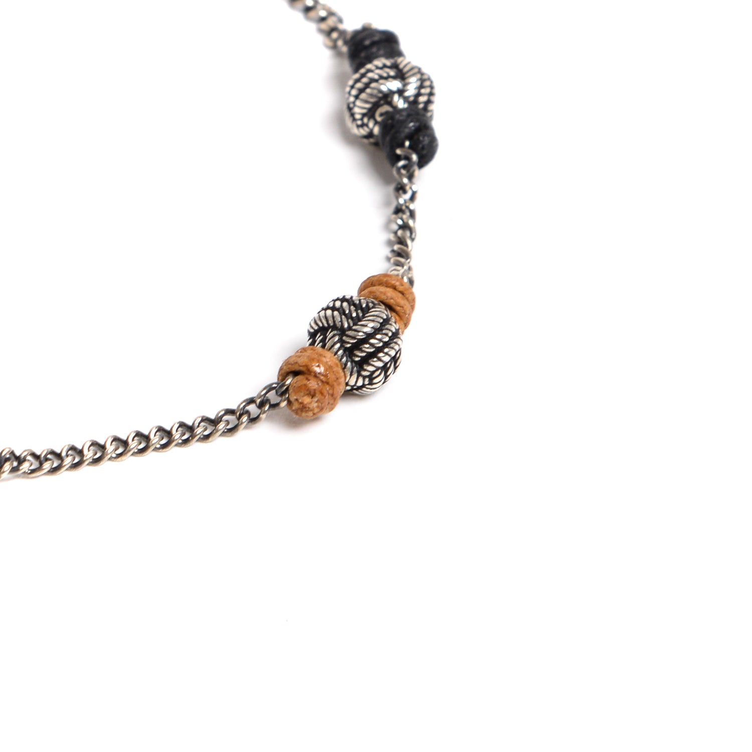 D'AMICO Bracciale Catenina + Palline Nodo Argento + Filo Cerato Spedizione Gratuita