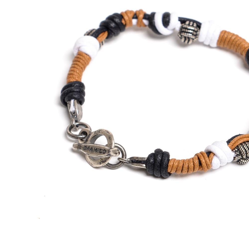 D'AMICO Bracciale Catenina Fili Cerati Annodati + Palline Nodo Pezzi Unici