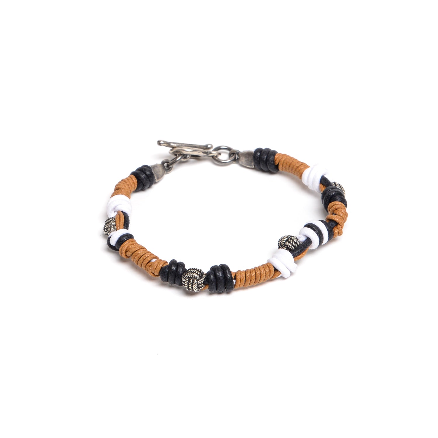 D'AMICO Bracciale Catenina Fili Cerati Annodati + Palline Nodo Pezzi Unici