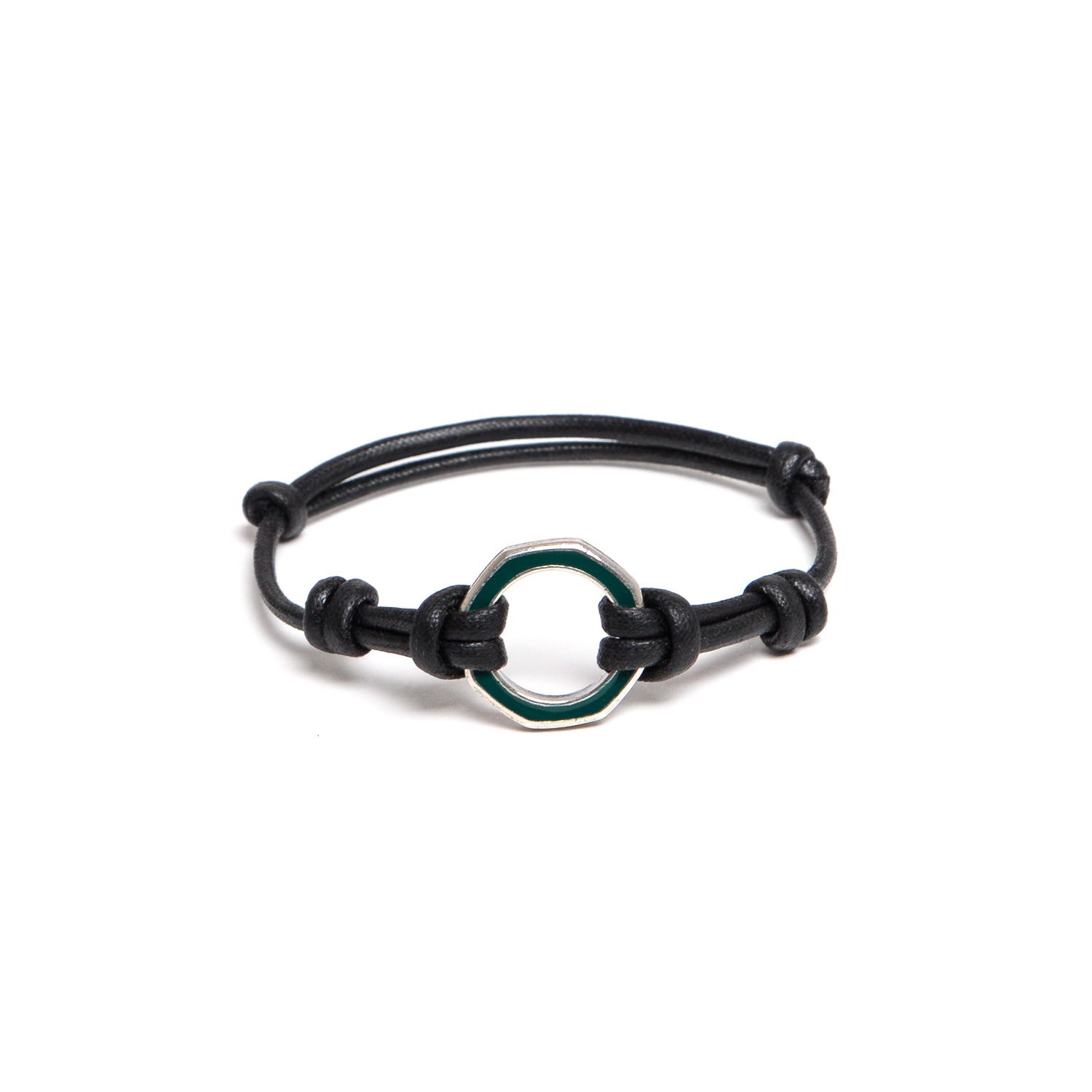 D'AMICO Bracciale Anelle Laccate Verdone + Cordone Cerato Testa Moro Consegna Veloce