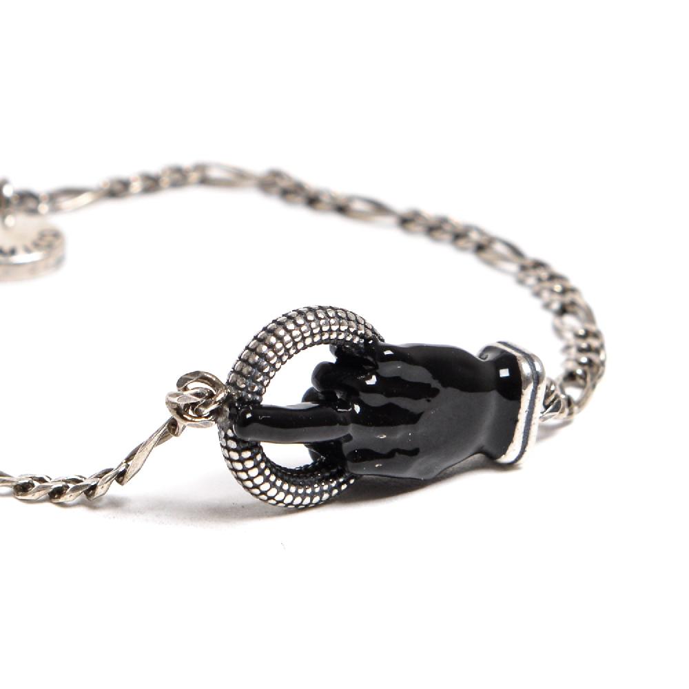 D'AMICO Bracciale Catenina con "Fuck" Laccato Nero Prezzo Ridotto