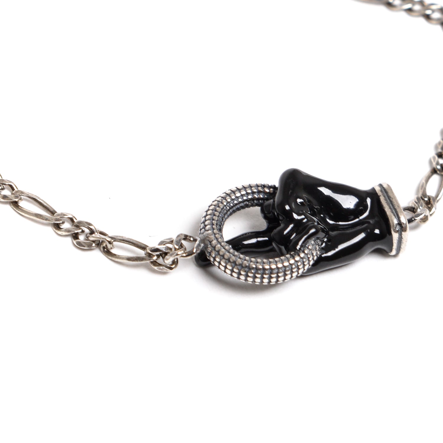D'AMICO Bracciale Catenina con "Fuck" Laccato Nero Prezzo Ridotto