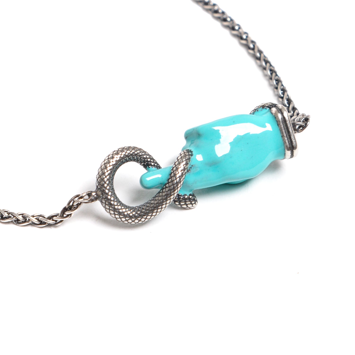 D'AMICO Bracciale Catenina con "Good Luck" Laccato Turchese Convenienza