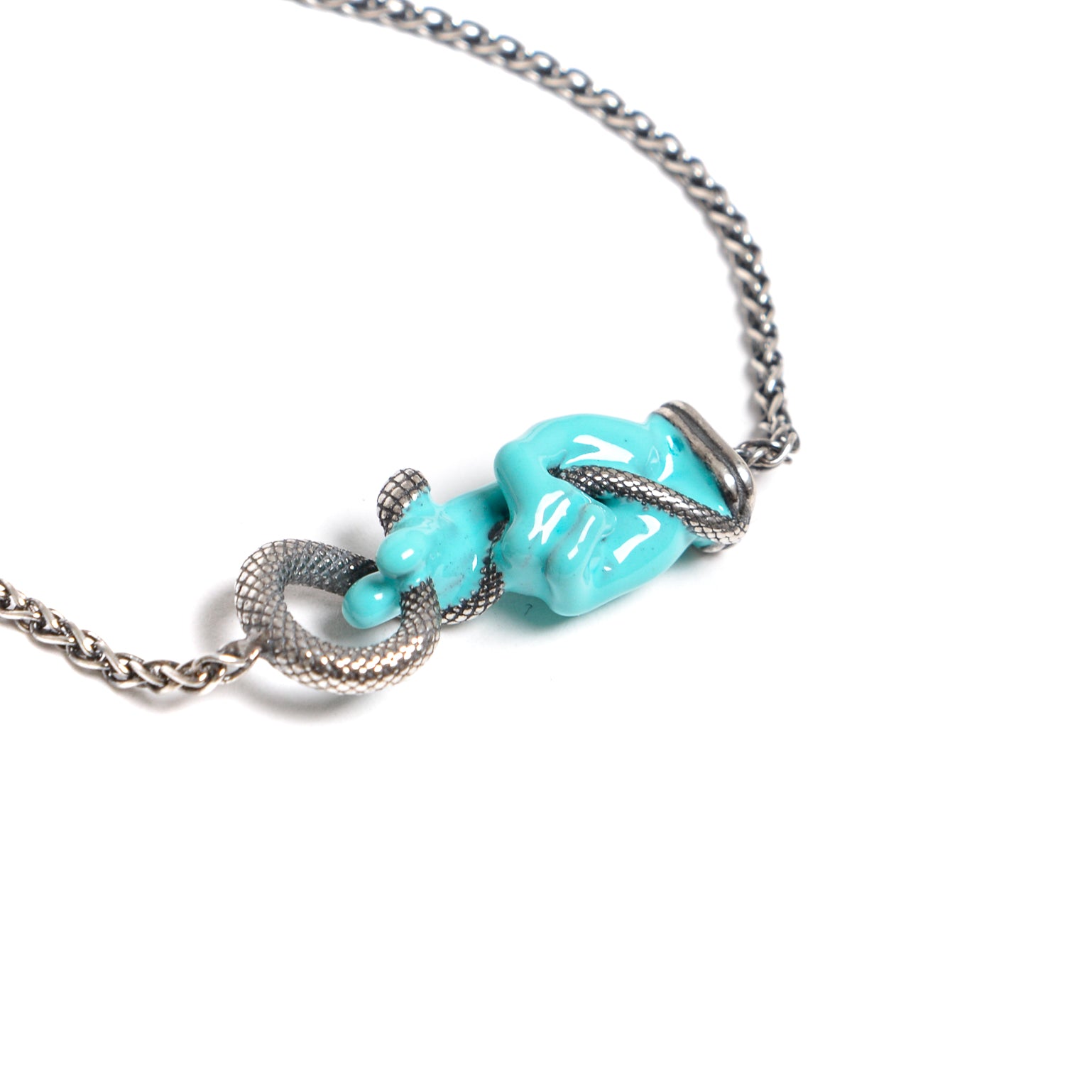 D'AMICO Bracciale Catenina con "Good Luck" Laccato Turchese Convenienza