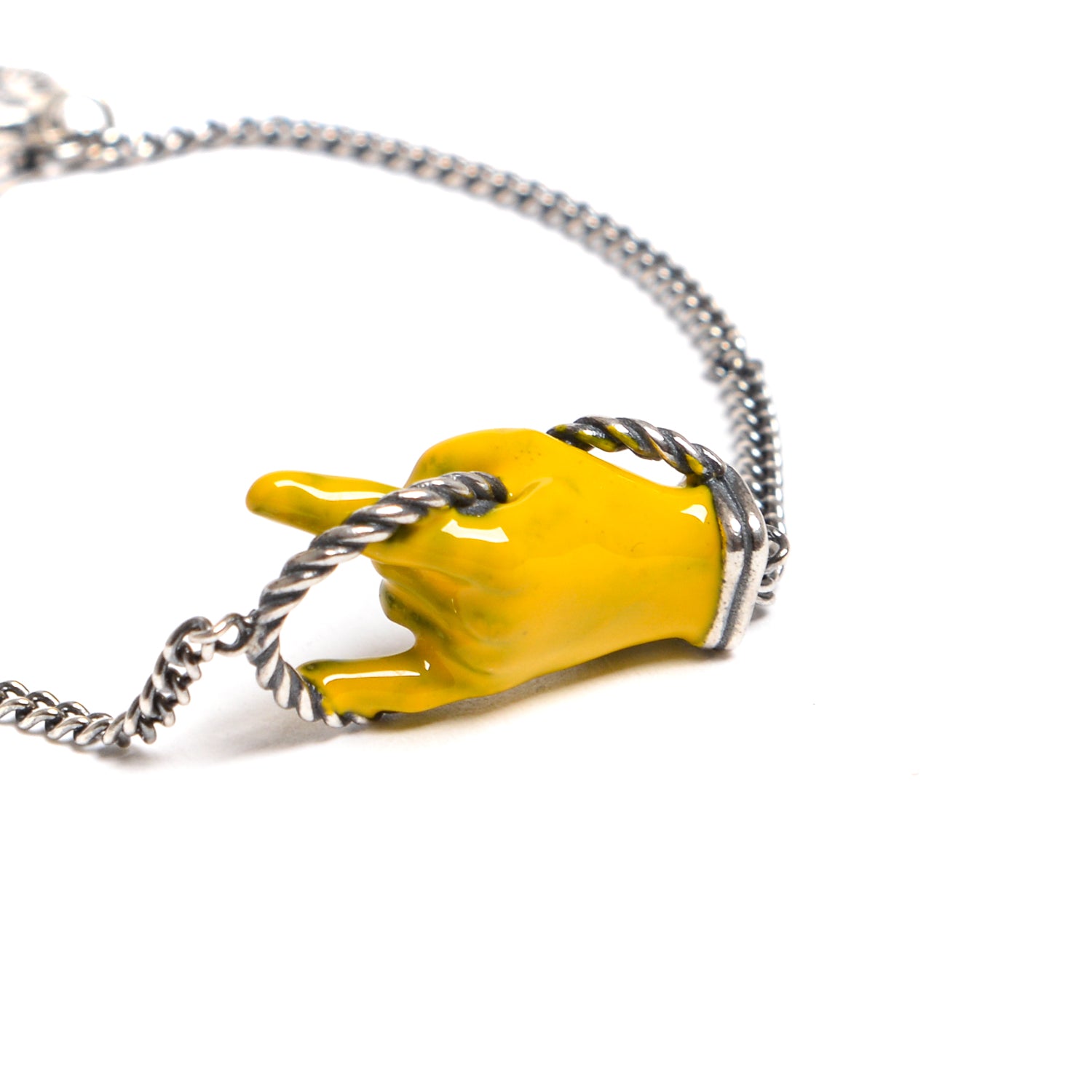 D'AMICO Bracciale Catenina con "Horn" Laccato Giallo Novità