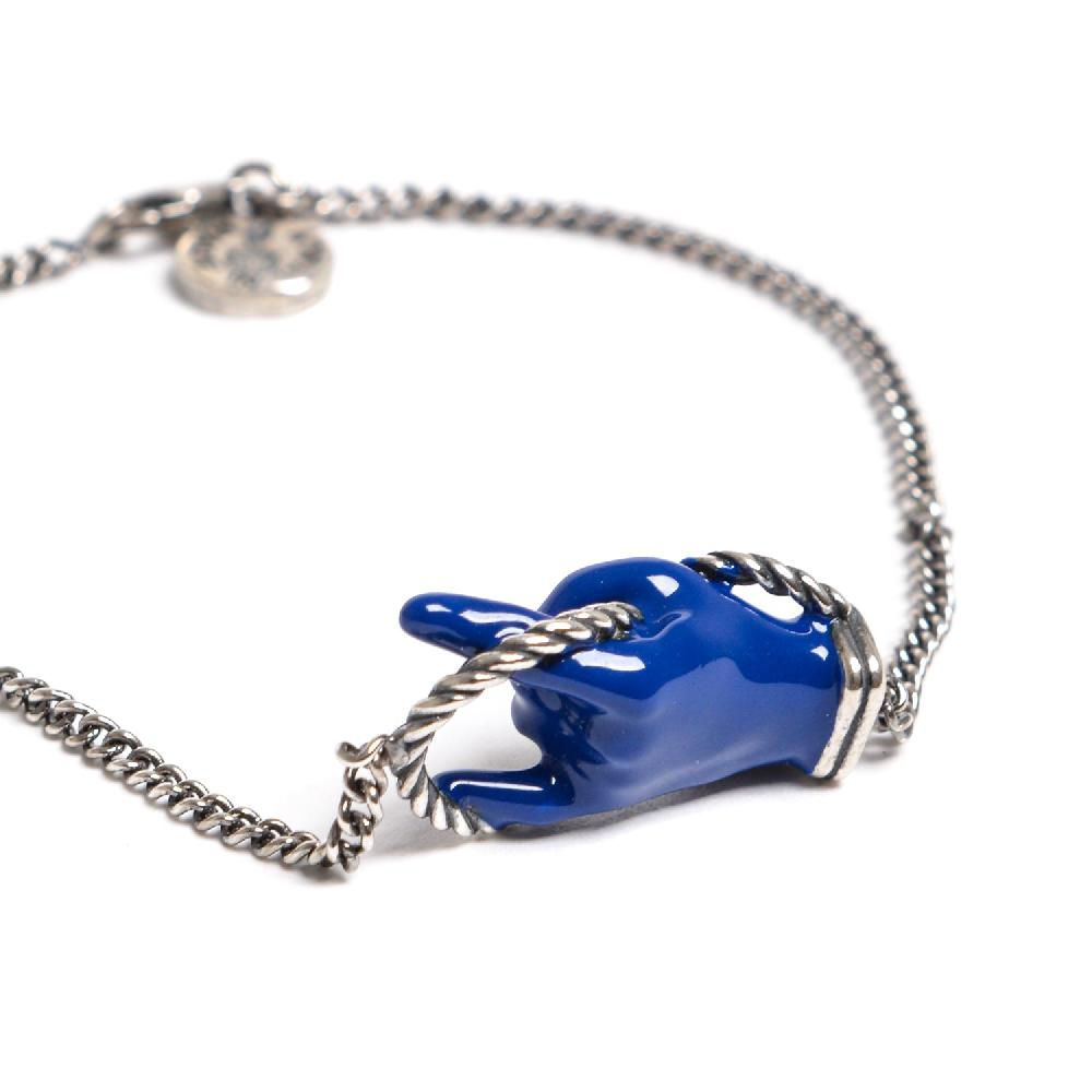 D'AMICO Bracciale Catenina con "Horn" Laccato Blu Presa