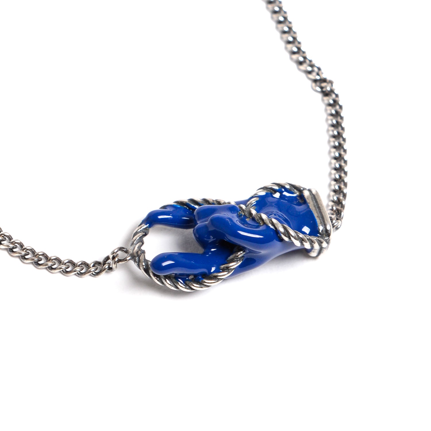 D'AMICO Bracciale Catenina con "Horn" Laccato Blu Presa