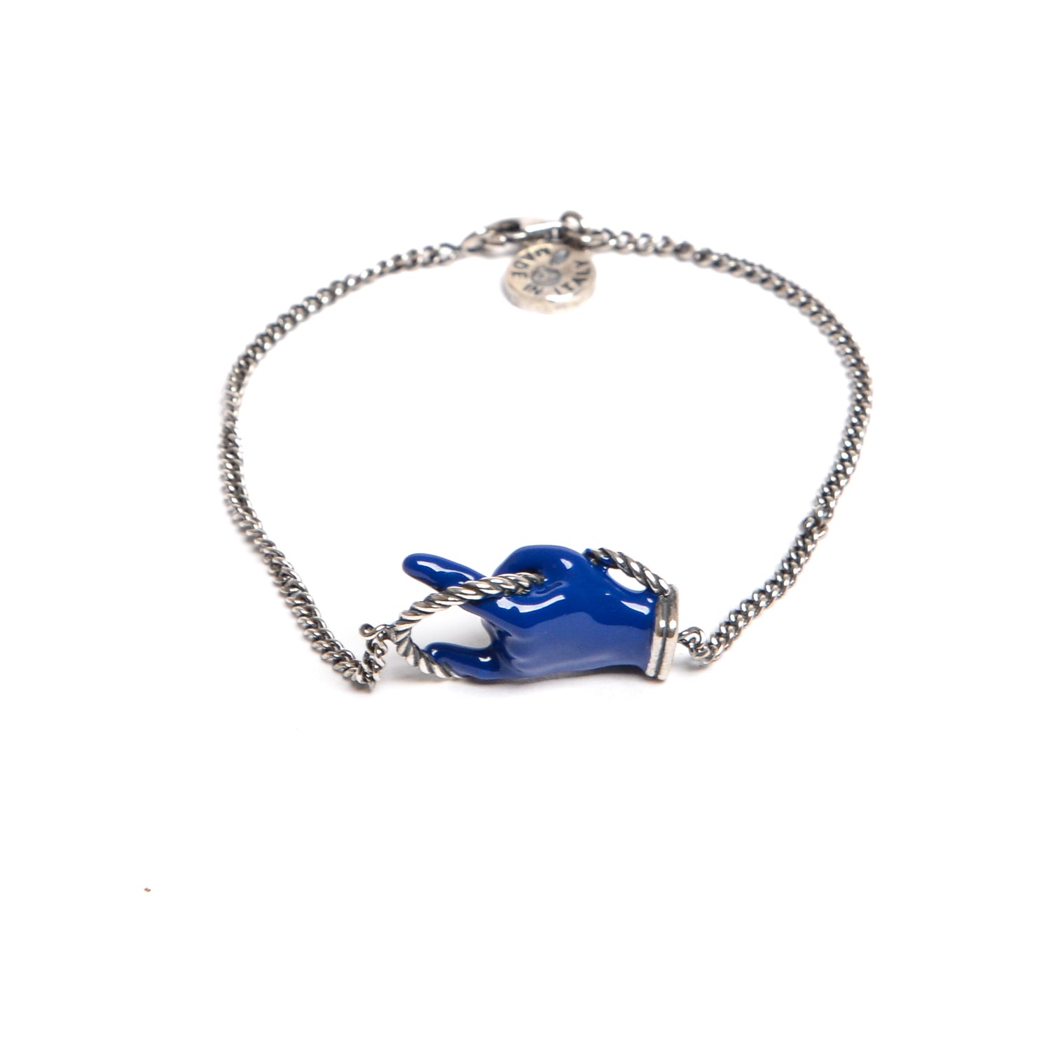 D'AMICO Bracciale Catenina con "Horn" Laccato Blu Presa