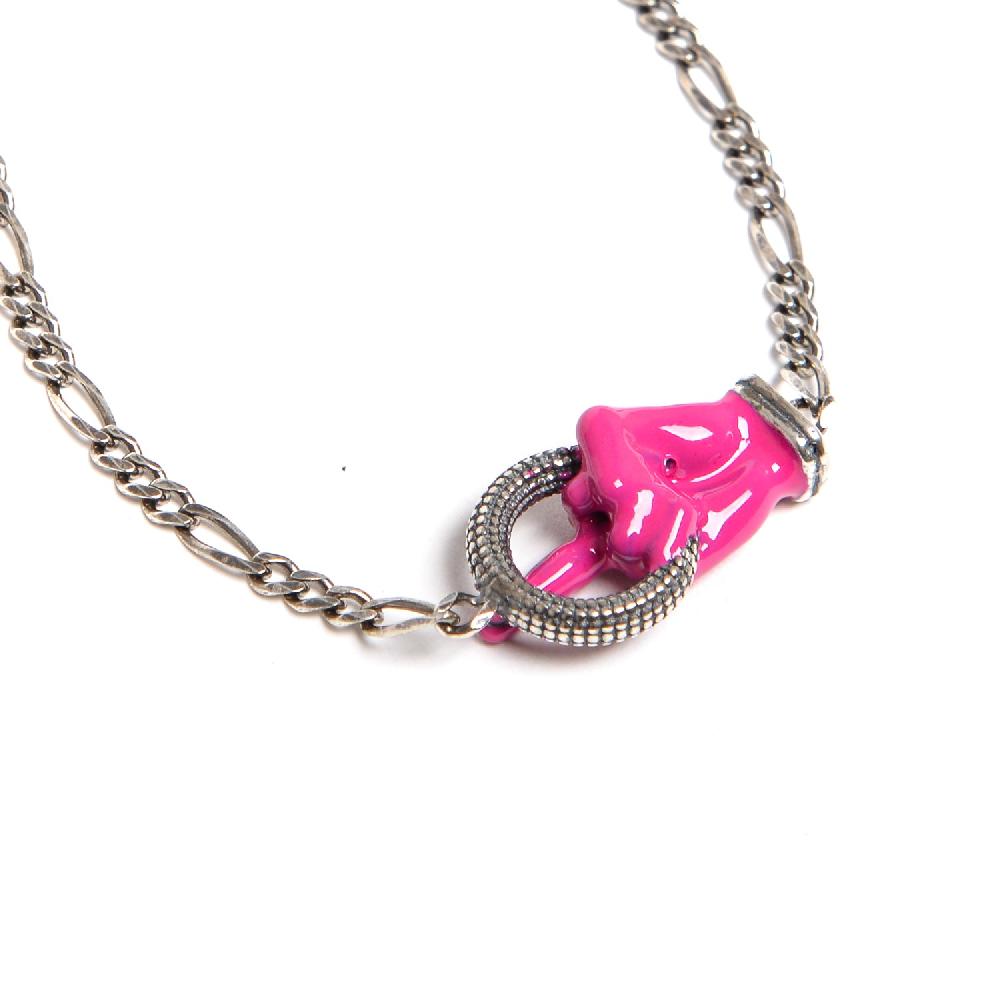 D'AMICO Bracciale Catenina con "Fuck" Laccato Fucsia Sconto