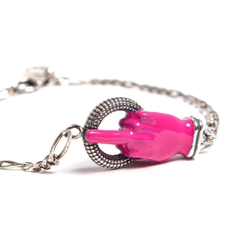 D'AMICO Bracciale Catenina con "Fuck" Laccato Fucsia Sconto