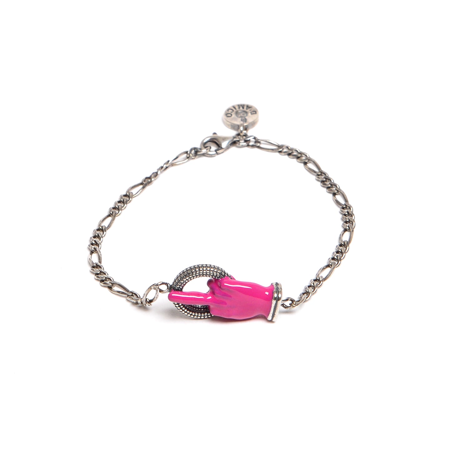 D'AMICO Bracciale Catenina con "Fuck" Laccato Fucsia Sconto