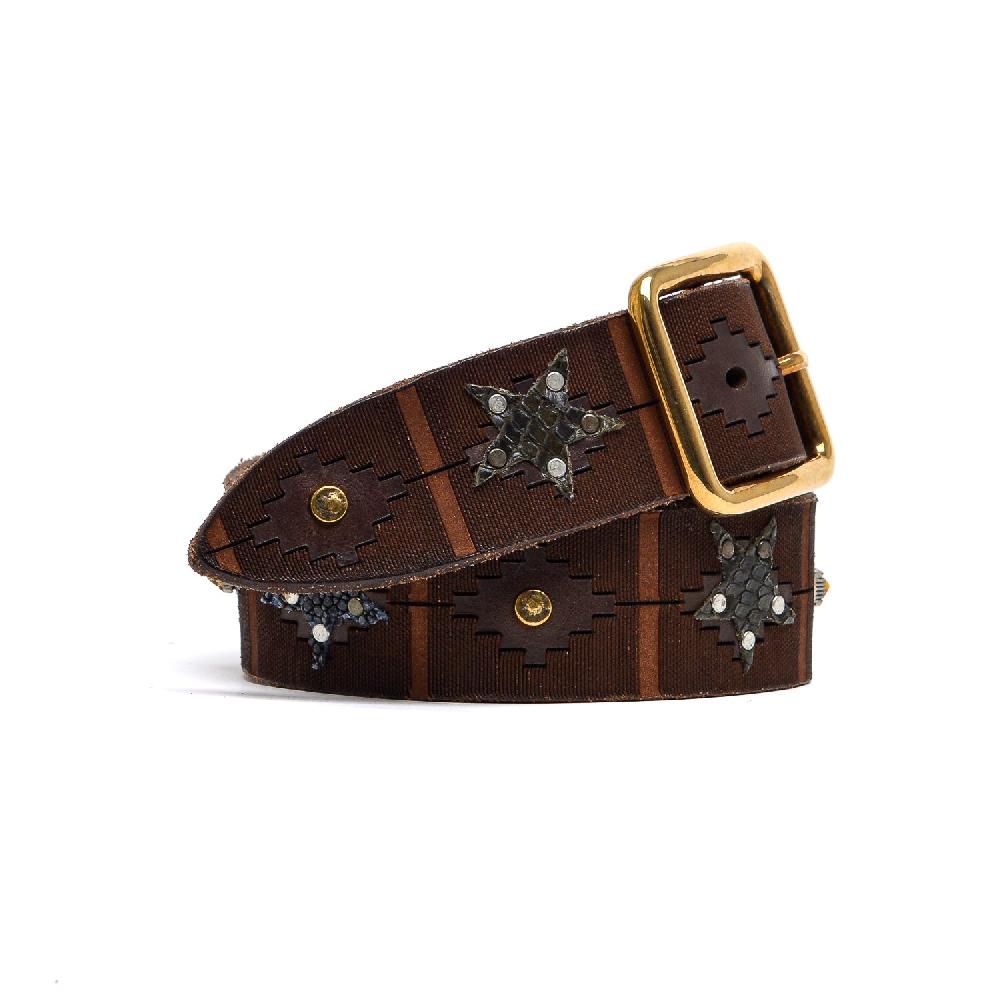 D'AMICO Cintura Cuoio Laserato + Decorazioni Stelle / Pitone / Razza e Pietre Negozi Online
