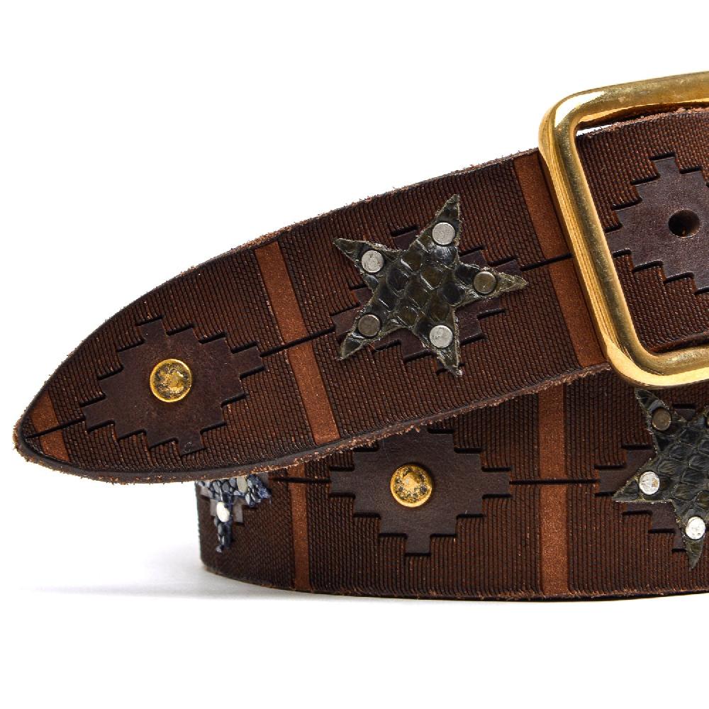 D'AMICO Cintura Cuoio Laserato + Decorazioni Stelle / Pitone / Razza e Pietre Negozi Online