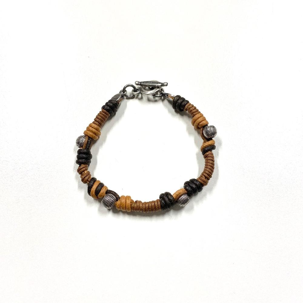 D'AMICO Bracciale Cotone Cerato + Palline Righe Convenienza