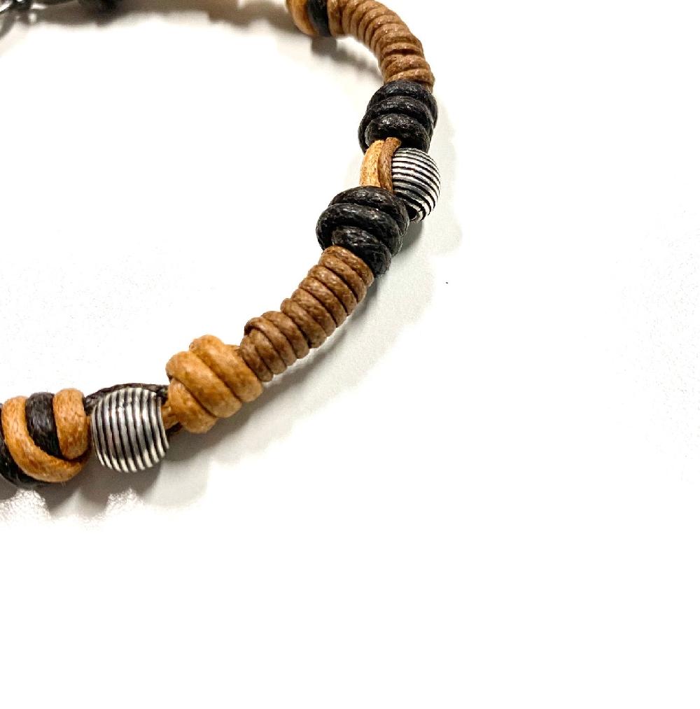 D'AMICO Bracciale Cotone Cerato + Palline Righe Convenienza