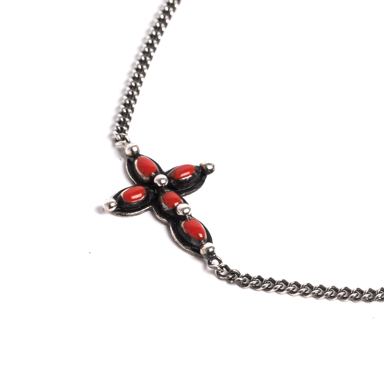 D'AMICO Bracciale Catenina + Croce Smaltata Corallo Italia