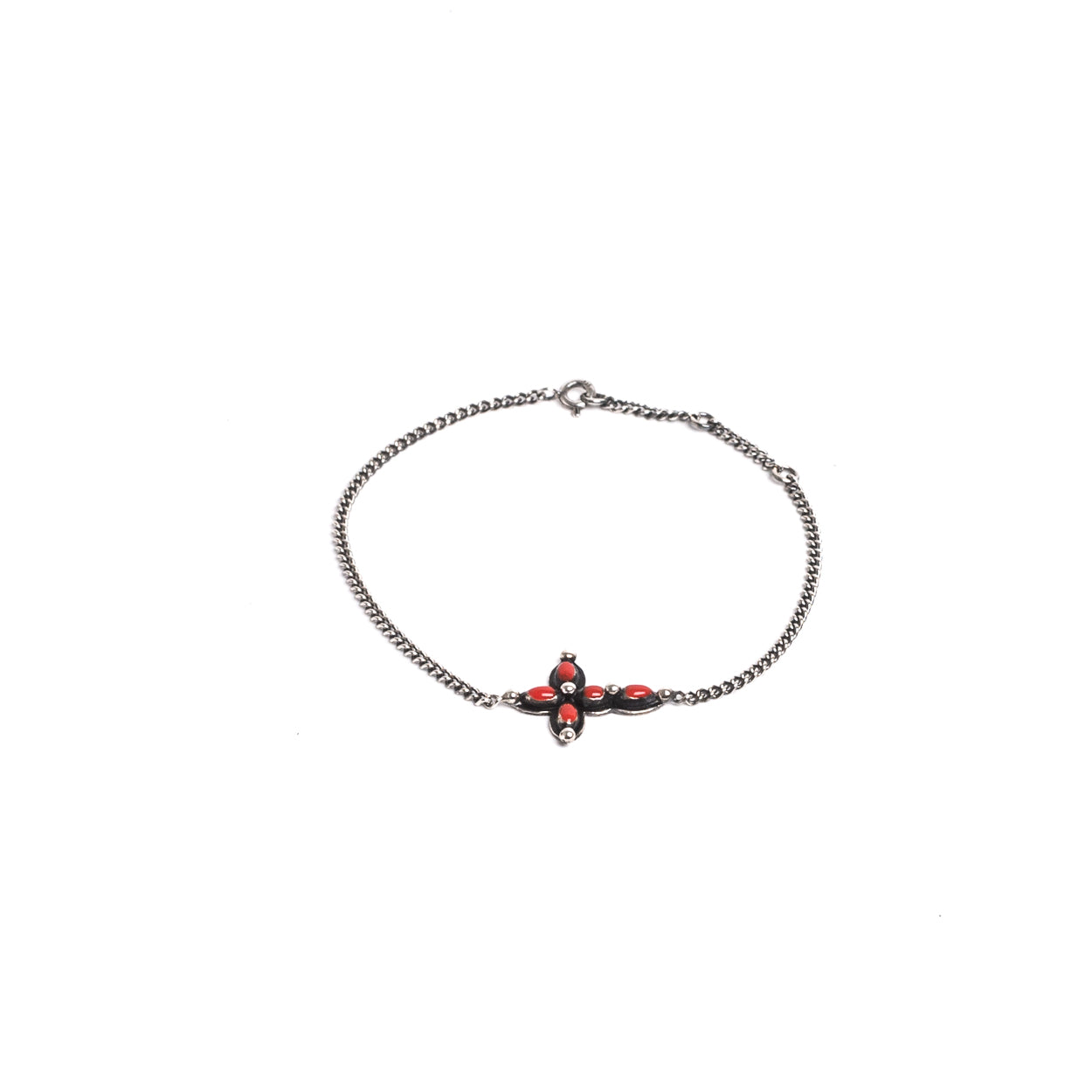 D'AMICO Bracciale Catenina + Croce Smaltata Corallo Italia