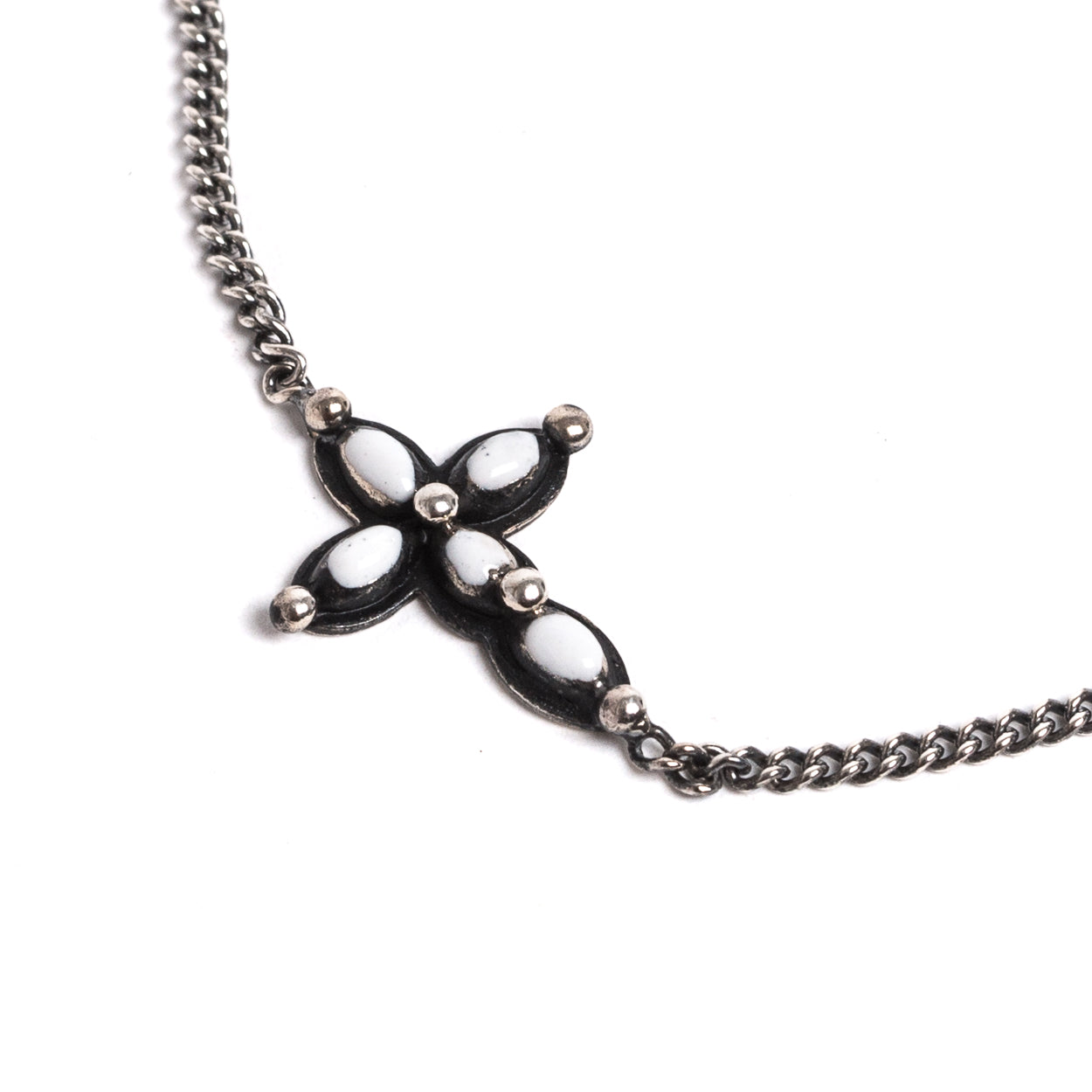 D'AMICO Bracciale Catenina + Croce Smaltata Avorio Promozione Limitata