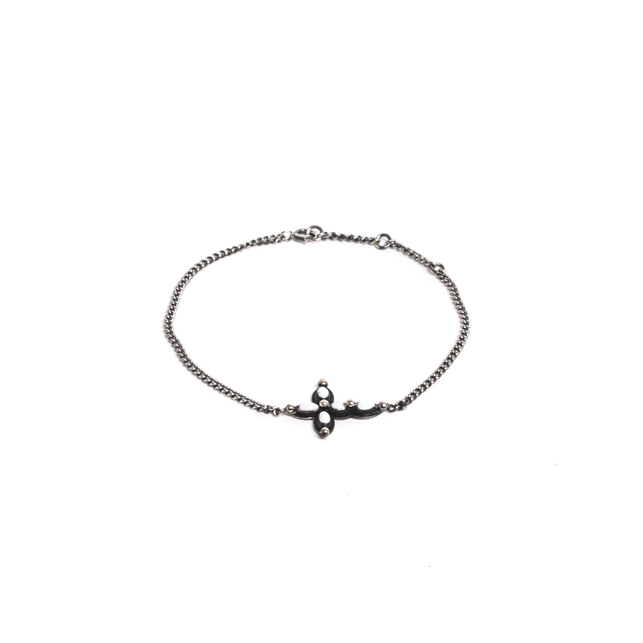 D'AMICO Bracciale Catenina + Croce Smaltata Avorio Promozione Limitata