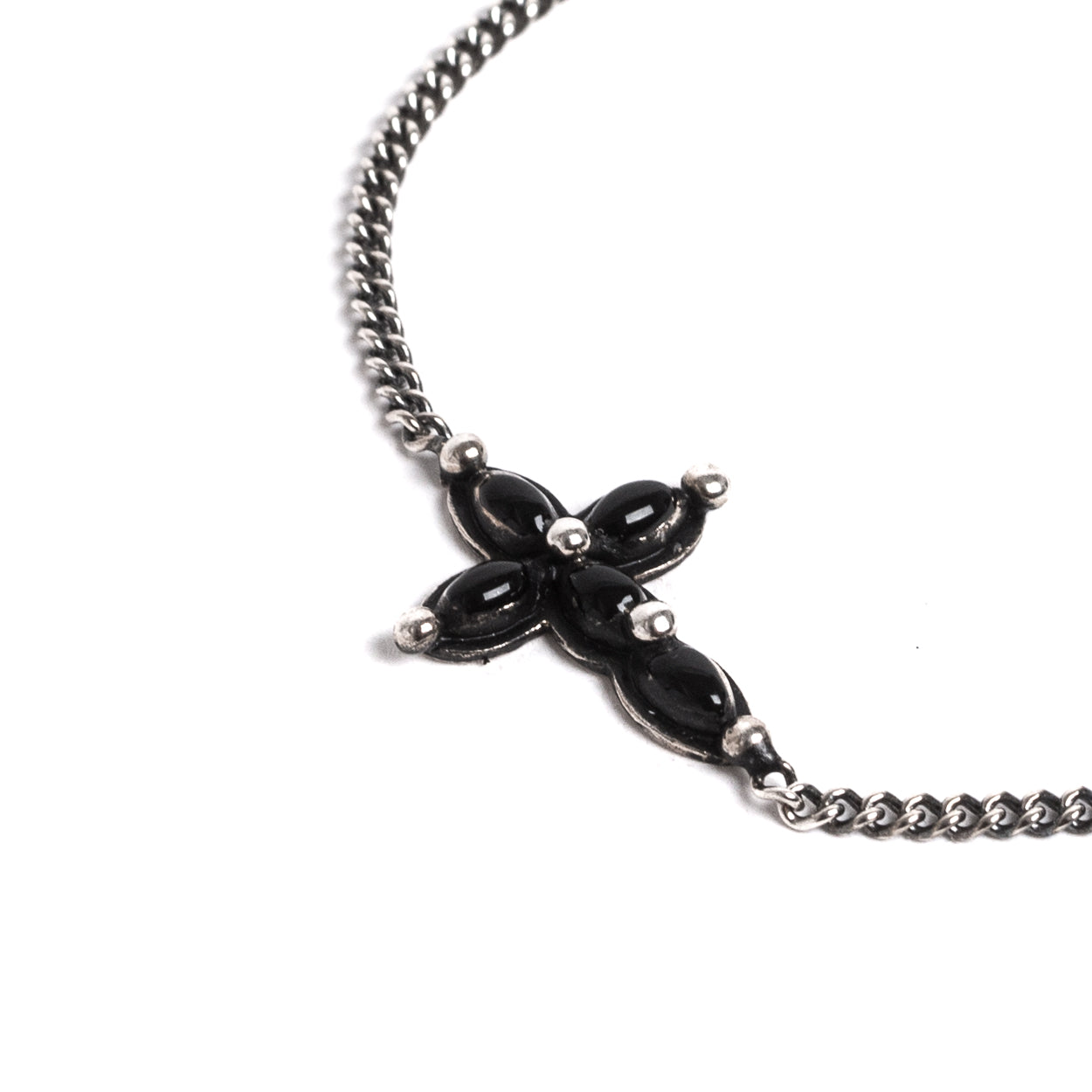 D'AMICO Bracciale Catenina + Croce Smaltata Nero In Linea