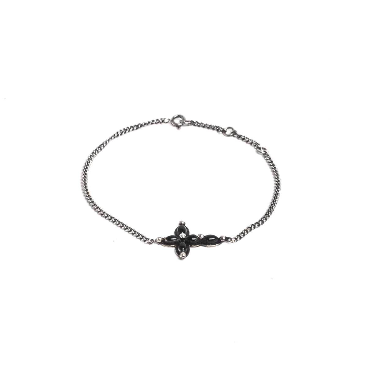 D'AMICO Bracciale Catenina + Croce Smaltata Nero In Linea