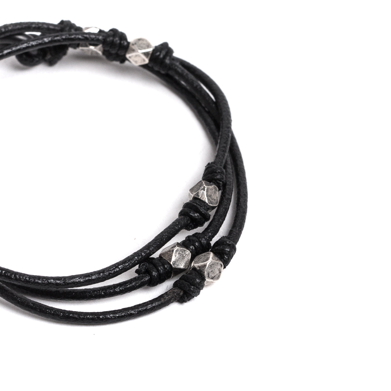 D'AMICO Bracciale Cuoio + Croce Palline e Pepite Qualità