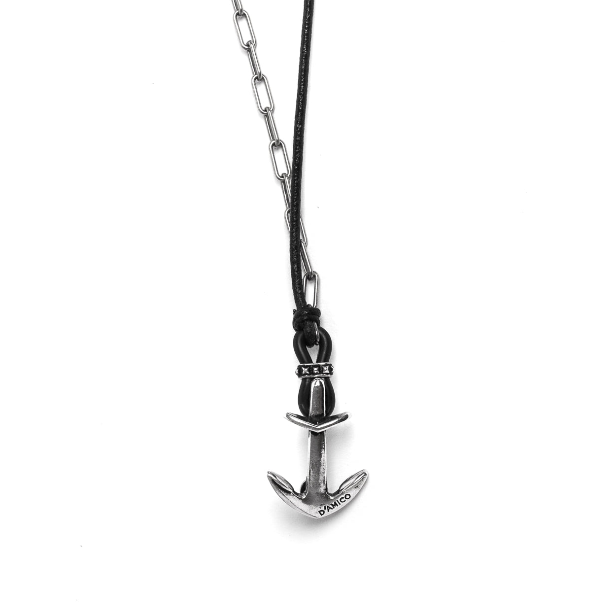 D'AMICO Bracciale Cuoio + Ancora e Catenine Soddisfazione Garantita