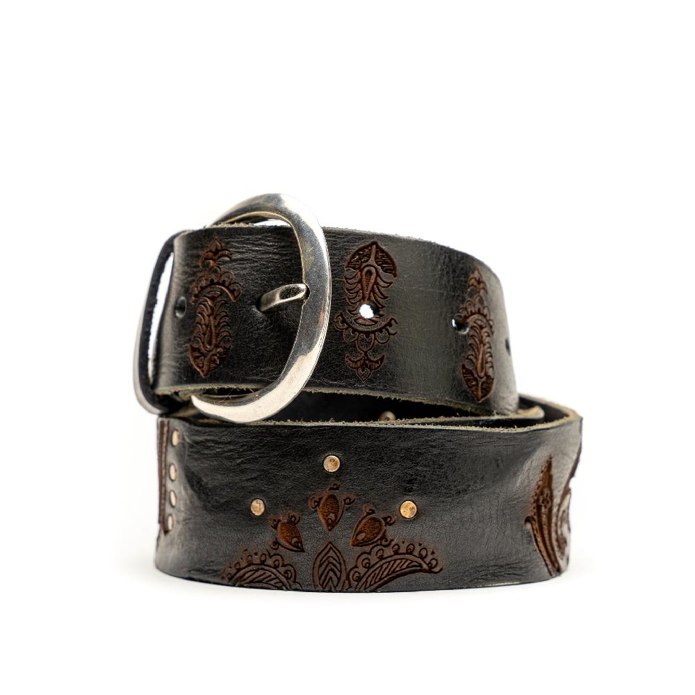 D'AMICO Cintura cuoio vintage Brown Laserato Pasley e Decorazioni Negozio