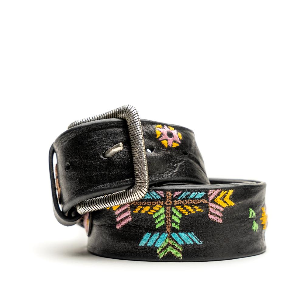 D'AMICO Cintura Cuoio Vintage Nero Ricamo Navajo Candy In Saldo