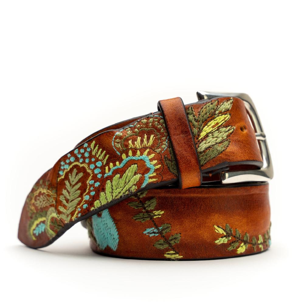 D'AMICO Cintura Cuoio Vintage Floral Turchese Moda