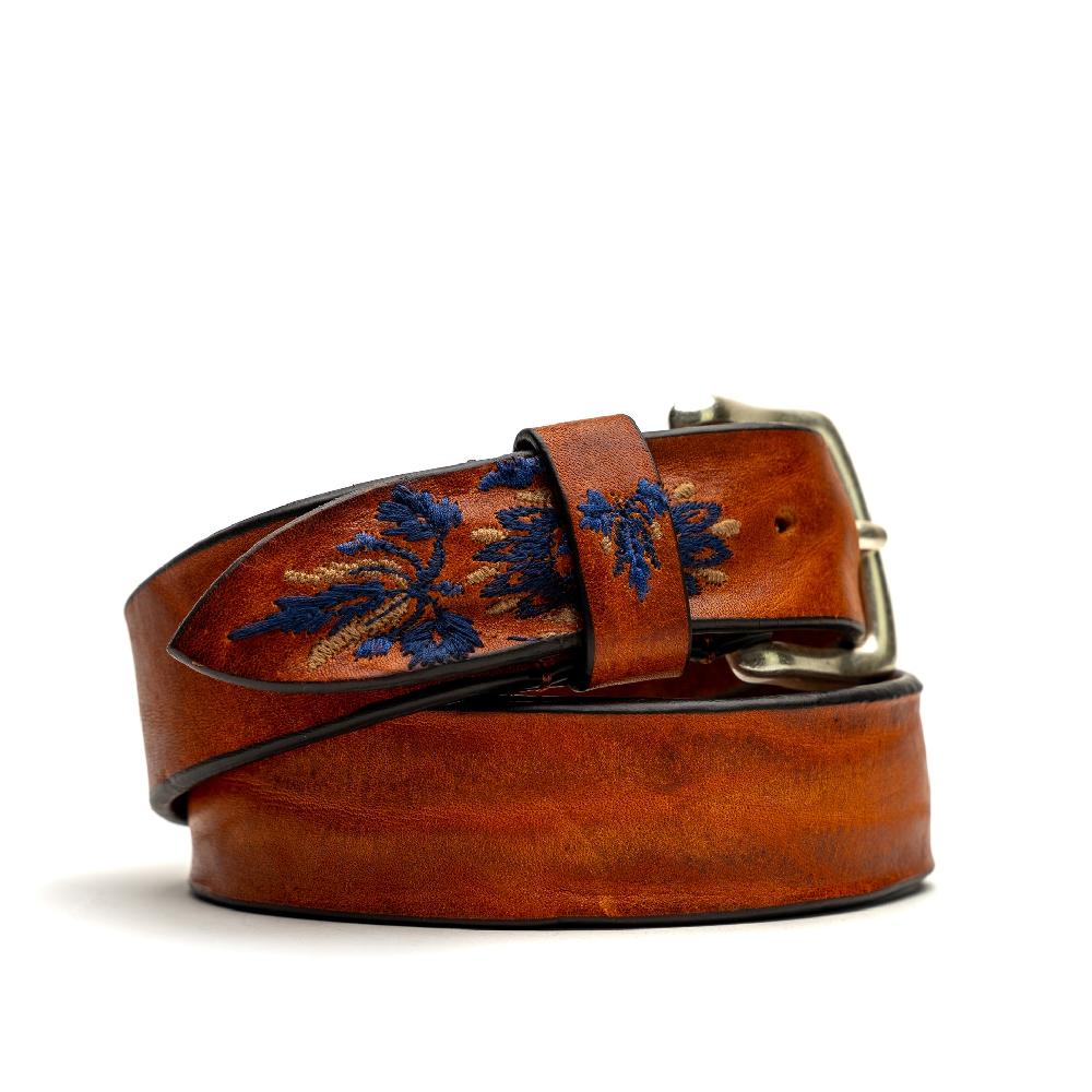D'AMICO Cintura Cuoio Vintage Floral Blue 2025