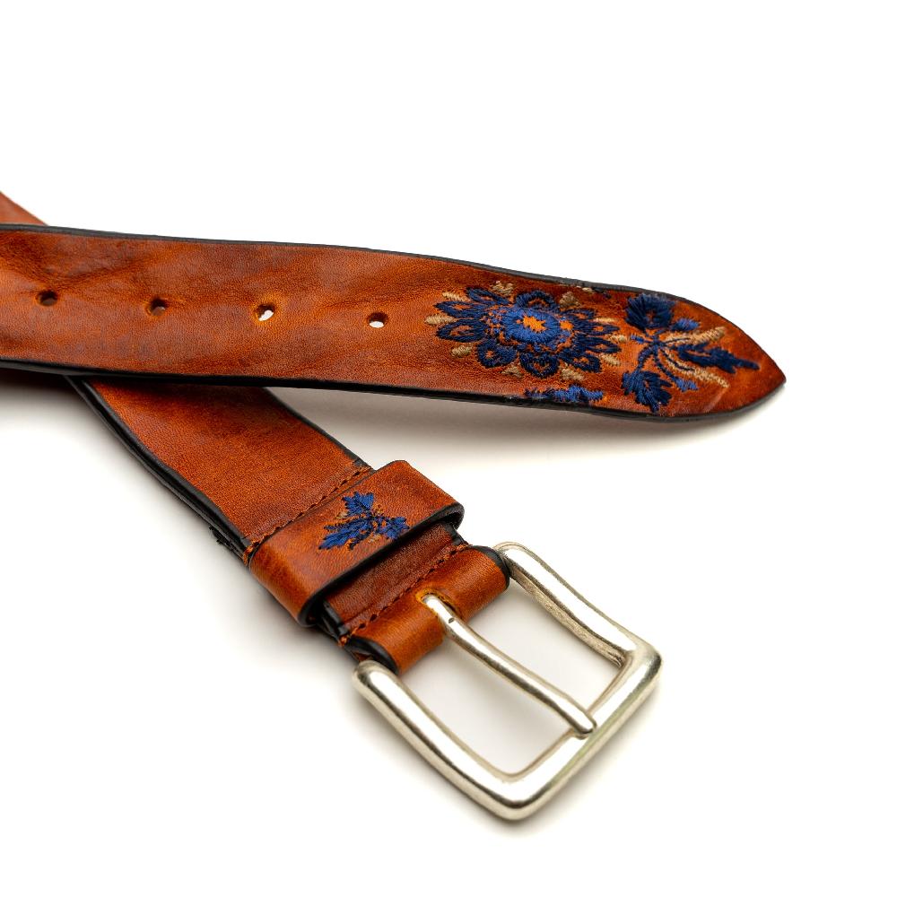 D'AMICO Cintura Cuoio Vintage Floral Blue 2025