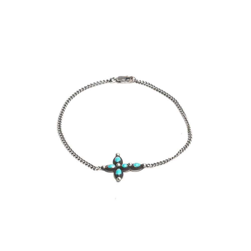 D'AMICO Bracciale Catenina + Croce Smaltata Turchese Italy