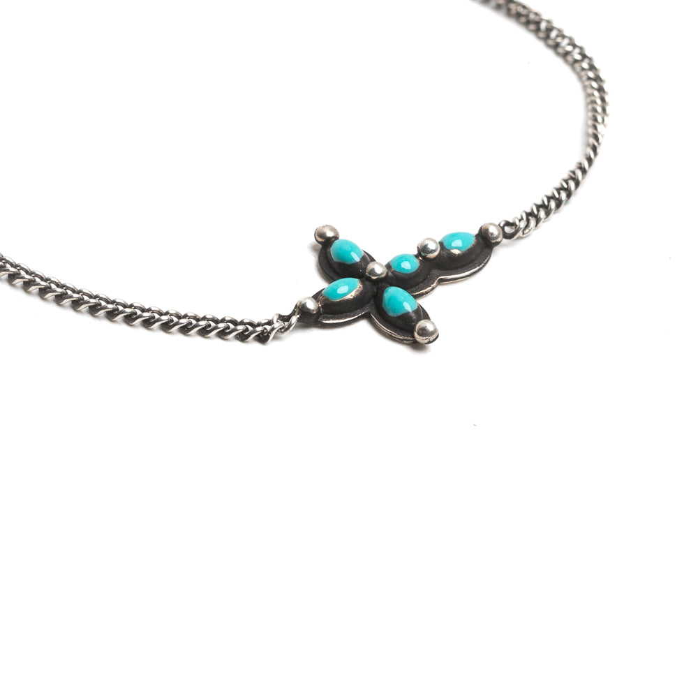 D'AMICO Bracciale Catenina + Croce Smaltata Turchese Italy