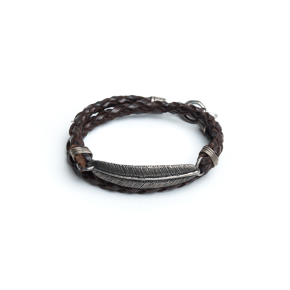 D'AMICO Bracciale Piuma + Cuoio Scooby T.Moro Qualità
