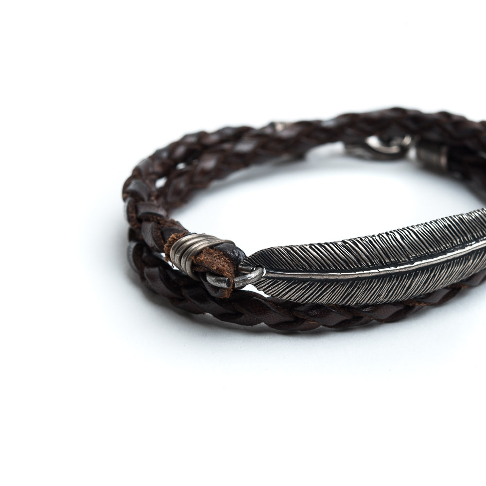 D'AMICO Bracciale Piuma + Cuoio Scooby T.Moro Qualità
