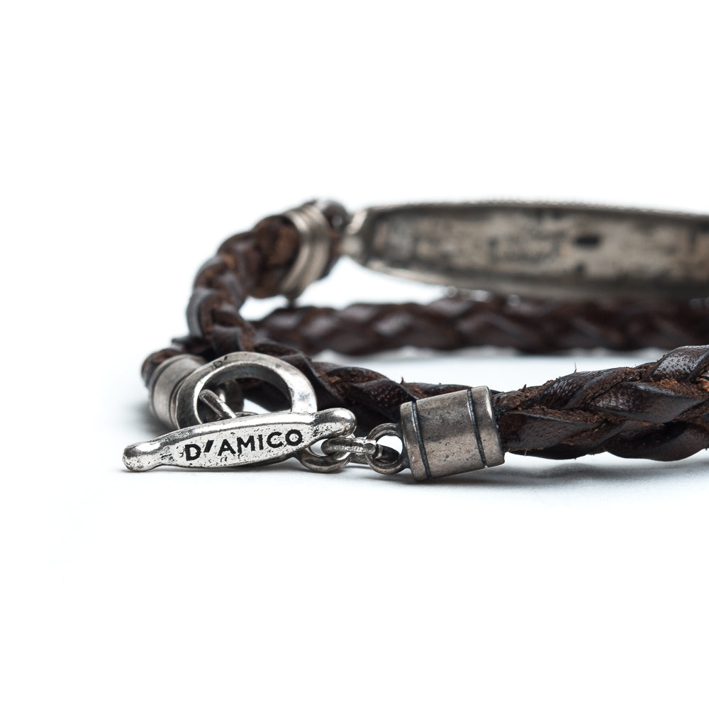 D'AMICO Bracciale Piuma + Cuoio Scooby T.Moro Qualità