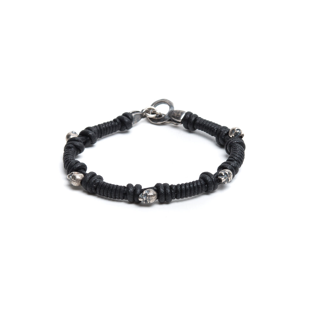 D'AMICO Bracciale Cotone Cerato + Teschietti Argento 925 Sottocosto