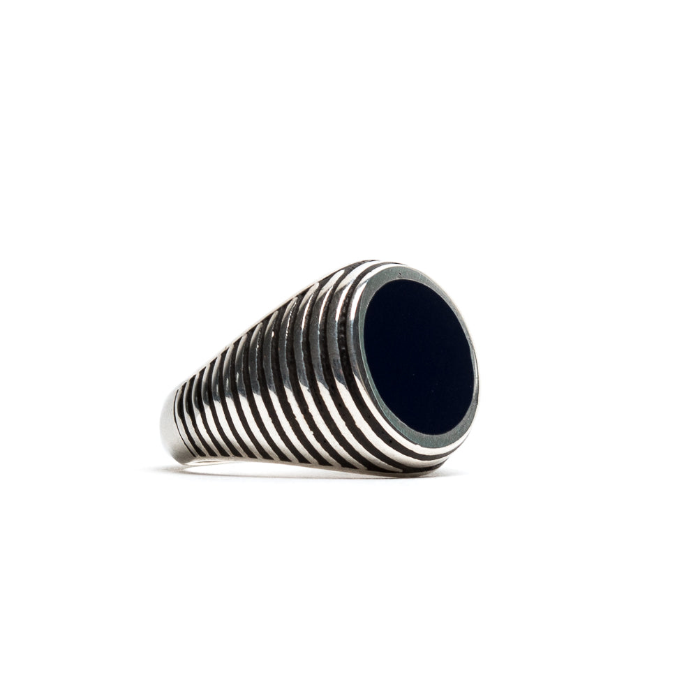 D'AMICO Anello Rigato con Lacca Blu Saldi