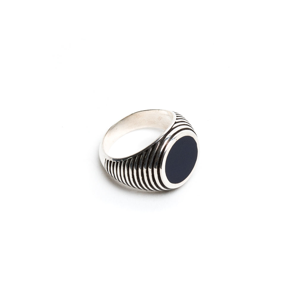 D'AMICO Anello Rigato con Lacca Blu Saldi