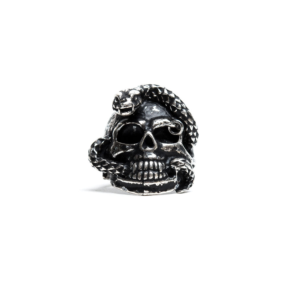 D'AMICO Anello Teschio Piercing e Serpente