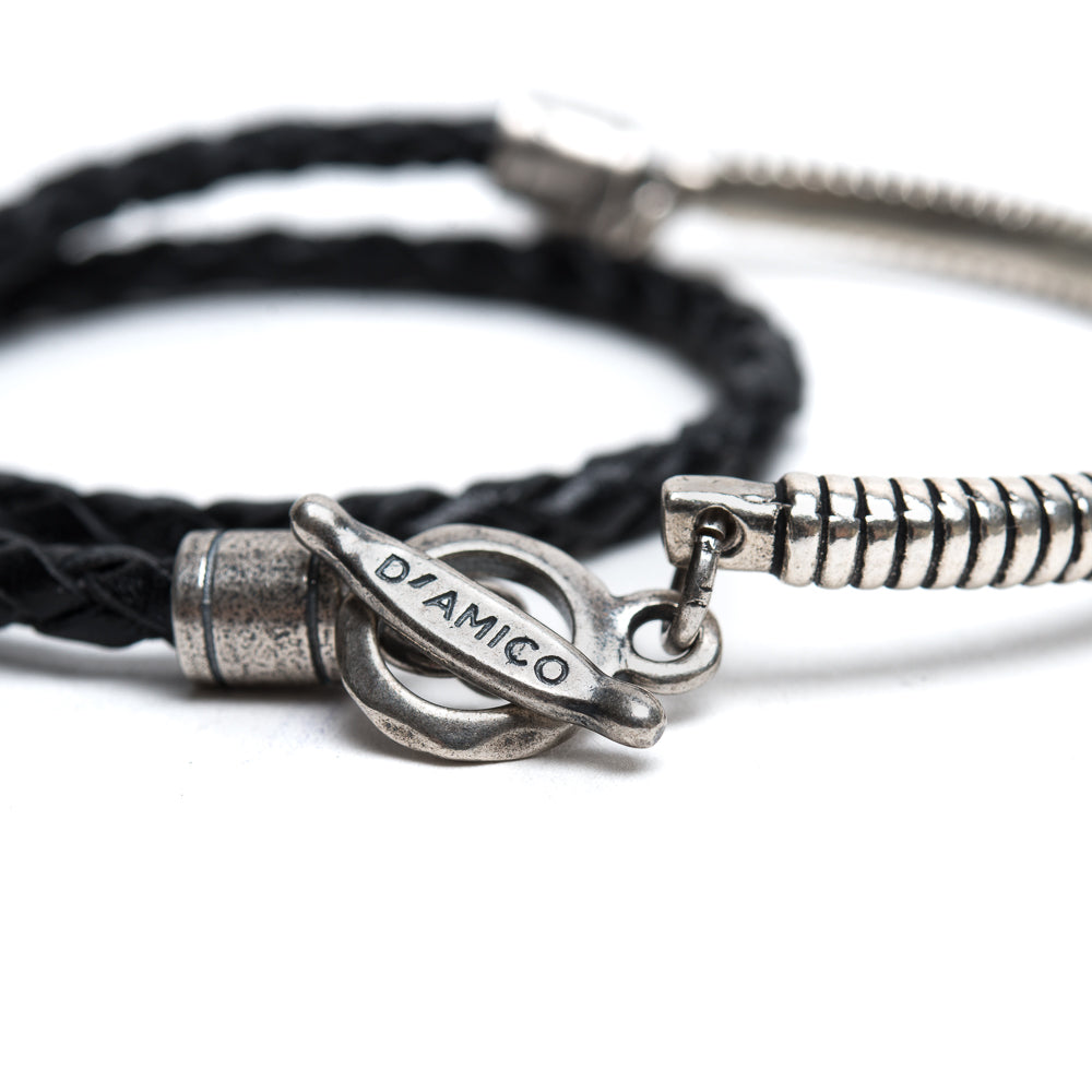 D'AMICO Bracciale Scooby Nero + Argento 925 Italy